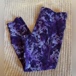 Athleta Rainier High Rise Legging Floral Purple Print Size XL